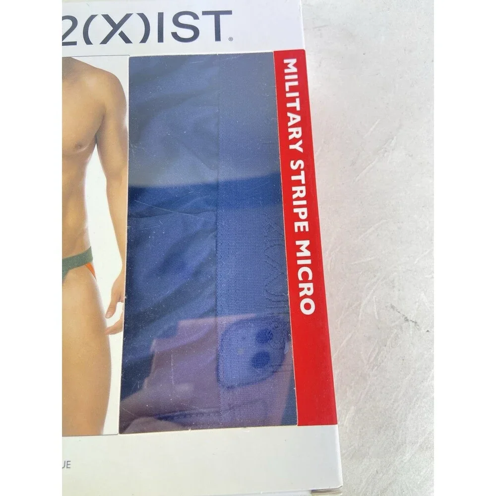 2xist Military Stripe Micro Jockstrap Underwear Blue Green Mens Size L